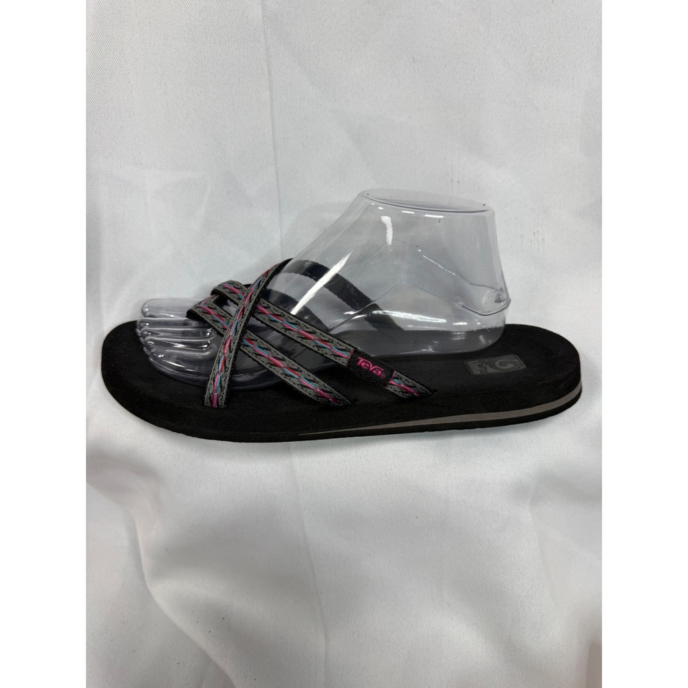 Teva Mush II Womens Sandals Black Strappy Cushioned Flip Flops 6840 Size 10